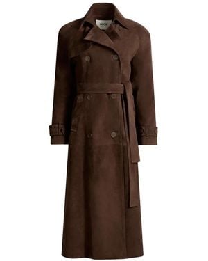 DUCIE Corrin Double-Breasted Lamb-Suede Trench Coat - Brown