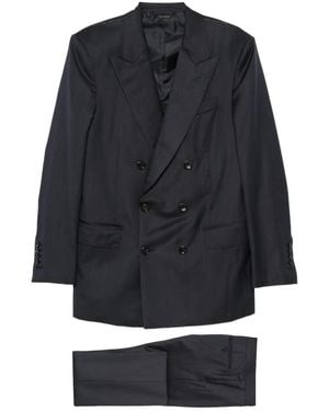 Tom Ford Herringbone Double-Breasted Suit - Blue