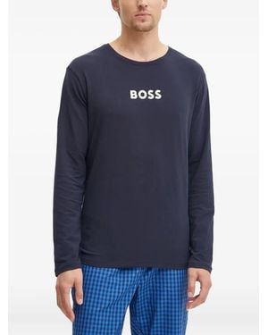 BOSS Logo-Print Pyjamas - Blue
