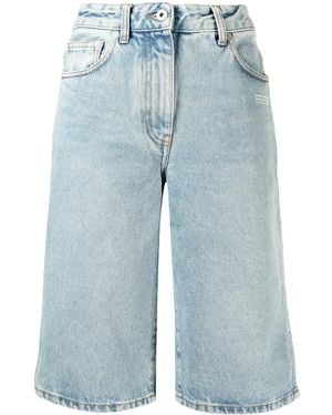 Off-White c/o Virgil Abloh Logo-Print Knee-Length Shorts - Blue