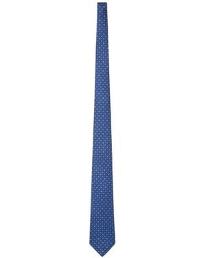 Kiton Geometric-Pattern Silk Tie - Blue