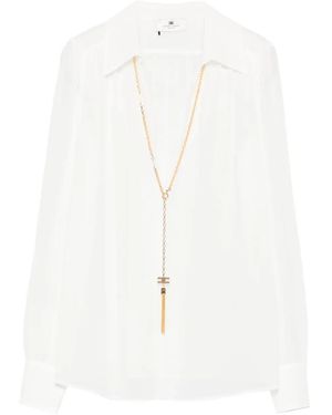 Elisabetta Franchi T-Shirt Verfraaid Met Ketting - Wit