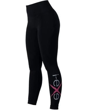 I-Exe Yoggy Logo-Print Performance Leggings - Black