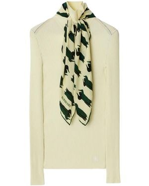 Burberry Scarf-Detailed Knit Jumper - Natural