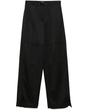 Jil Sander Pantalones De Seda - Negro