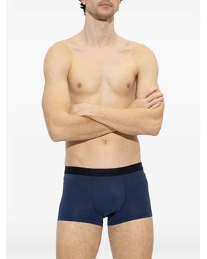 Hanro Logo-Waistband Boxer Trunks - Blue