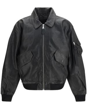 Alpha Industries Cwu-36/P Leather Bomber Jacket - Gray