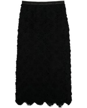 Shiatzy Chen 3D Floral Pencil Skirt - Black