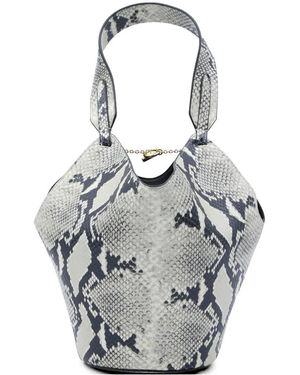 KHAITE Lotus Mini Leather Tote - Grey
