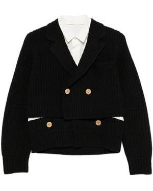 Sacai Doppelreihiger Cardigan - Schwarz