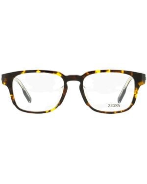 ZEGNA スクエアメガネフレーム - ブラウン