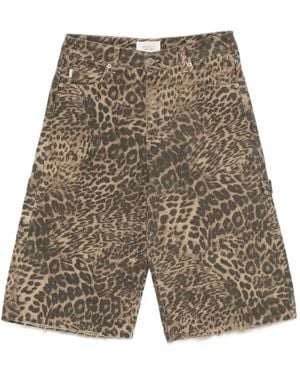 ViCOLO Frayed Animal-Print Shorts - Natural