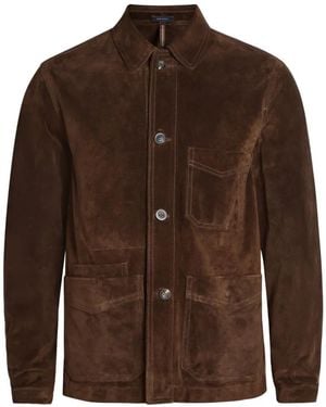 Drake's Front-Pocket Leather Jacket - Brown