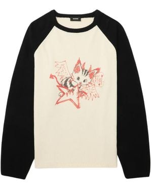 we11done Jersey con motivo de gato - Negro