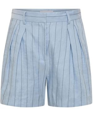 Rebecca Vallance Effie Pleated Pinstriped Shorts - Blue