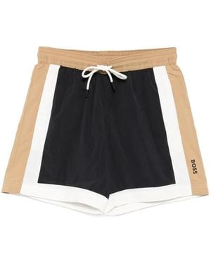 BOSS Badeshorts mit Logo-Print - Schwarz