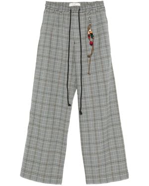 Song For The Mute Checked Drawstring-Waist Pants - Grey