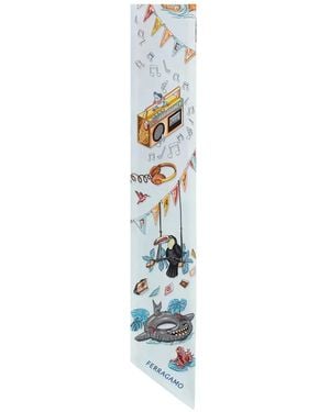 Ferragamo Jungle Party-Print Silk Mini Bandeau - Blue