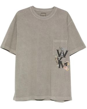 WOOYOUNGMI T-Shirt Met Borstzak En Bloemenprint - Grijs