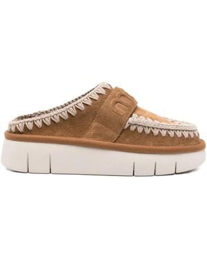Mou 45Mm Suede Platform Mules - Brown