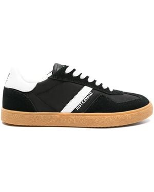 Just Cavalli Panelled Leather Lace-Up Trainers - Black