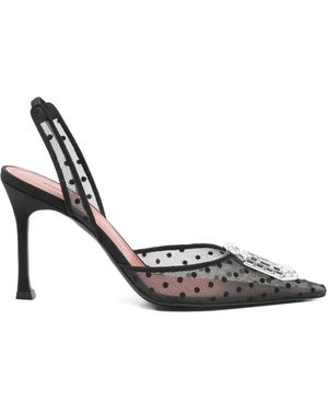 AMINA MUADDI Camelia Sling 90 Polka-Dot Lace - White