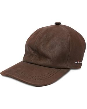 Kiton Logo-Embroidered Leather Baseball Cap - Brown
