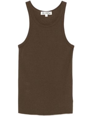 ÉTERNE Fine-Ribbed Tank Top - Brown