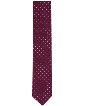 Eton Geometric-Pattern Silk Tie - Purple