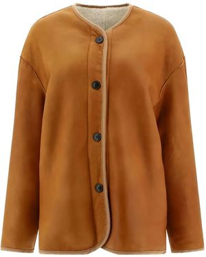 Giovi Reversible Shearling Jacket - Brown