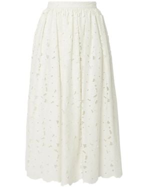Erdem Gathered Midi Skirt - White