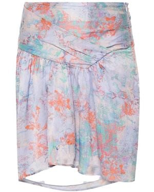 IRO Theoline Ruffled Abstract-Print A-Line Mini Skirt - White