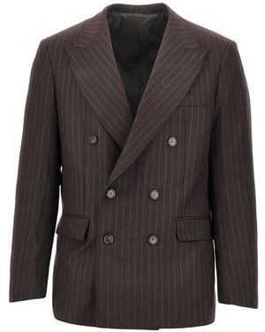 MARSĒM Pinstripe Double-Breasted Blazer - Black