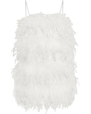 Oséree Bridal Satin Mini Dress Full Plumage - White