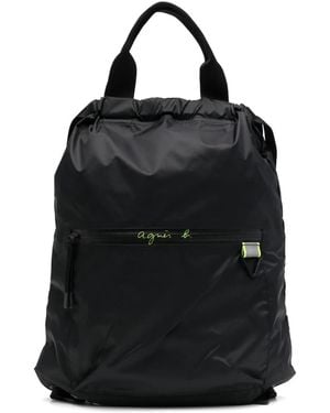 agnès b. Logo-Print Backpack - Black