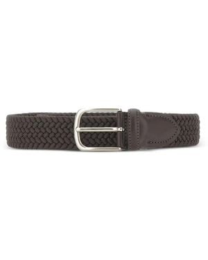 Alberto Luti Woven Leather-Trim Belt - White