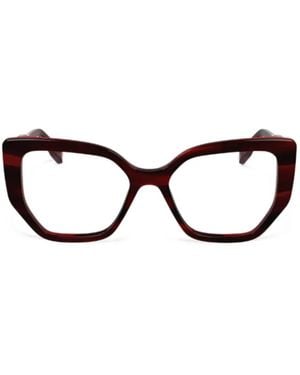 KARL LAGERFELD Striped Geometric-Frame Glasses - Black