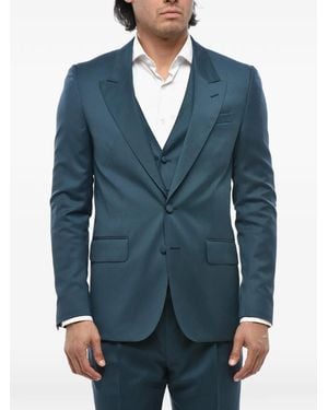 Corneliani Peak-Lapel Virgin-Wool Three-Piece Suit - Blue