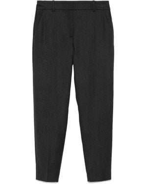 Eleventy Metallic-Detail Belt-Loops Trousers - Black