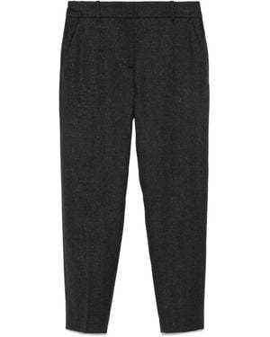 Eleventy Gürtelschlaufen-Hose mit Metallic-Detail - Schwarz