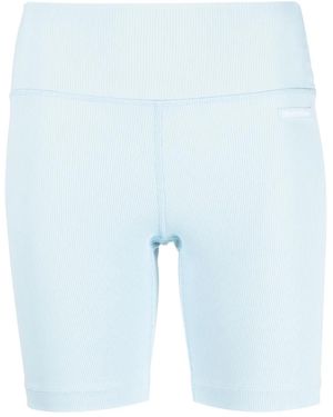 Sporty & Rich Logo-Patch Ribbed Biker Shorts - Blue
