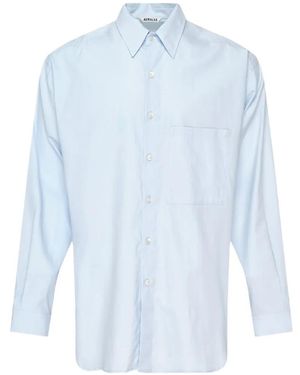 AURALEE Chest-Pocket Button-Up Shirt - Blue