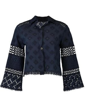 Temptation Positano Aneto Lace-Trim Shirt - Blue