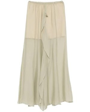 Alysi Midi-Rok Met Ritssluiting En Ruches - Naturel