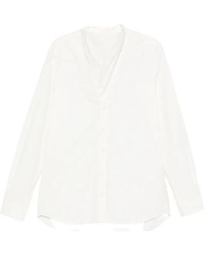 Rick Owens Island Asymmetric-Neck Long-Sleeved Shirt - White
