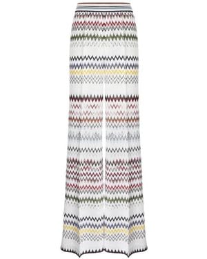 Missoni Wide Zigzag Cotton Trousers - White