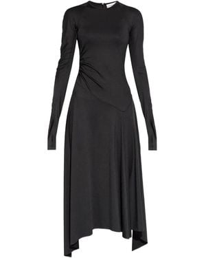 Victoria Beckham Long Sleeved Draped Midi Dress - Black