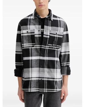 KARL LAGERFELD Check Patch-Detail Shirt - Grey