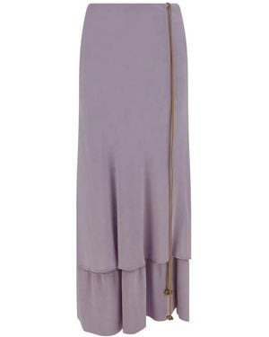 Quira Crepe Layered Midi Skirt - Purple
