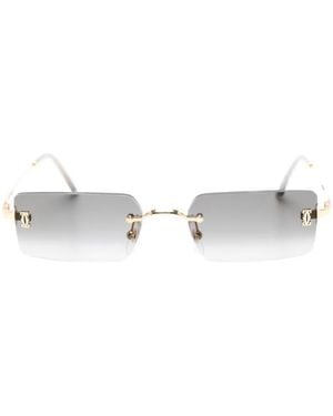 Cartier C De Cartier Rectangle-Frame Sunglasses - White
